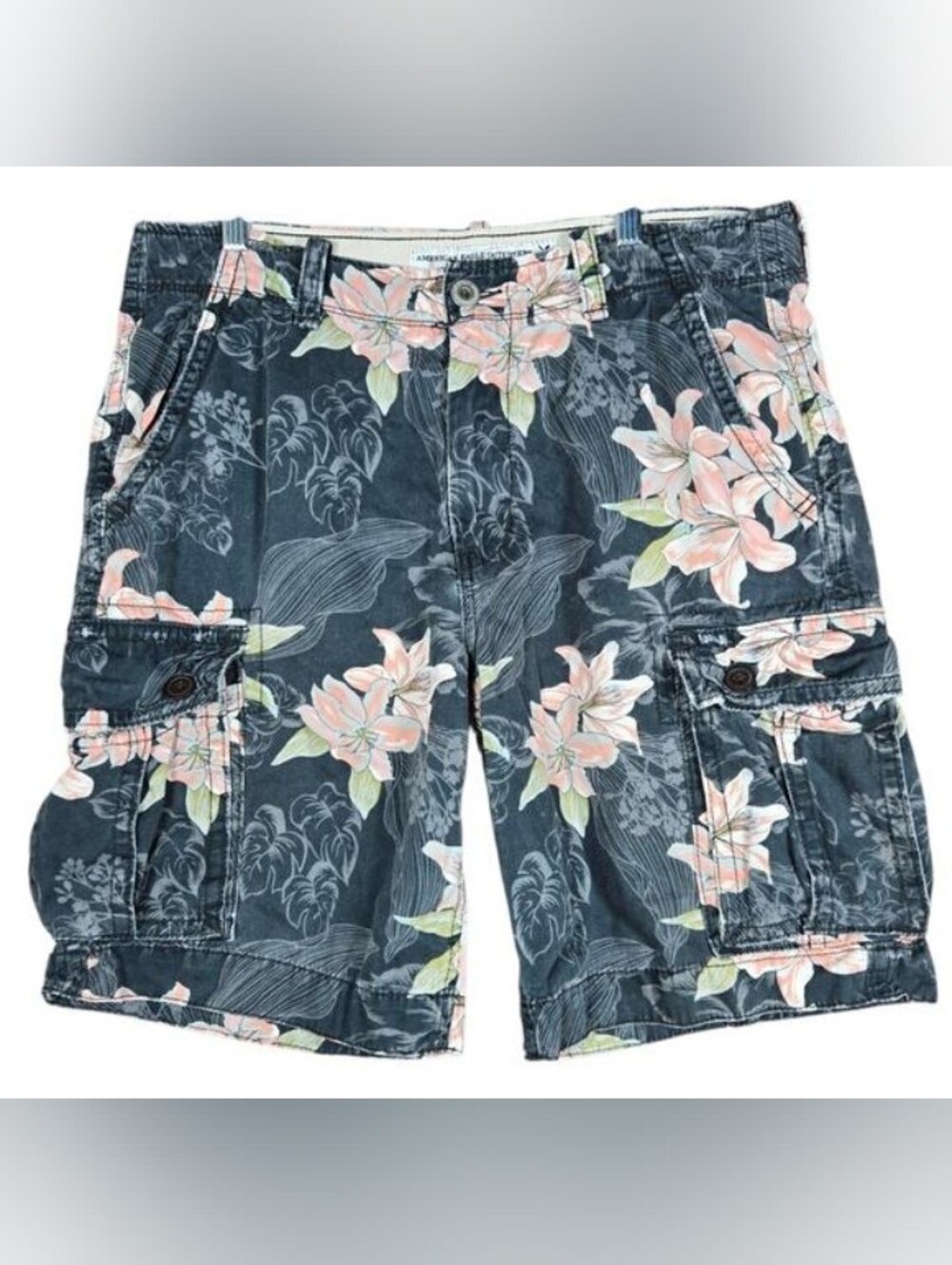 American Eagle Shorts Mens 34 Multicolor Classic Cargo Floral Hawaiian Tropical